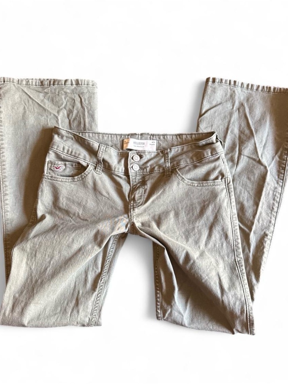 Hollister Women's Olive Green Low Rise Bootcut Pants
